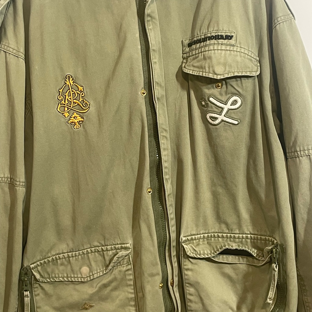 Lrg Olive Embroidered Military Jacket